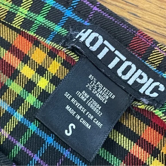Hot Topic Rainbow Grid Utility Shortalls S - Picture 15 of 16